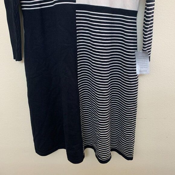 Eliza J Placed Stripe Midi Sweater Dress Plus Size 3X Ivory Black A Line - Picture 4 of 7
